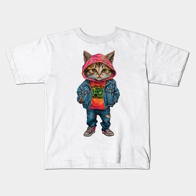 Cat Shirt. Sundays are for Jesus and Football America Kids T-Shirt by Nichole Joan Fransis Pringle